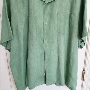 Men's Tommy Bahama linen sea glass breezer Green Casual Shirt